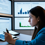 A thoughtful young professional, gender-neutral, wearing modest business casual attire, seated at a sleek, minimalist desk in a softly lit, futuristic digital environment. Surrounding them are translucent, overlapping digital screens displaying filtered information streams and news feeds, forming a subtle "information cocoon" effect. The person is looking contemplatively at one screen, holding a pen, with a serious but not distressed expression. The background features a soft glow of abstract data patterns. Professional photography, high resolution, detailed, perfect anatomy, correct proportions, natural pose, well-formed hands, proper finger count, natural body proportions, safe for work, appropriate content, fully clothed, modest clothing, family-friendly.