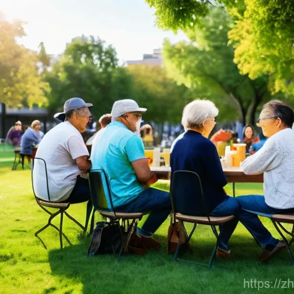공동체 형성과 사회적 신뢰 - **Prompt:** "A vibrant and diverse community gathering in a sunlit, modern urban park. People of all...