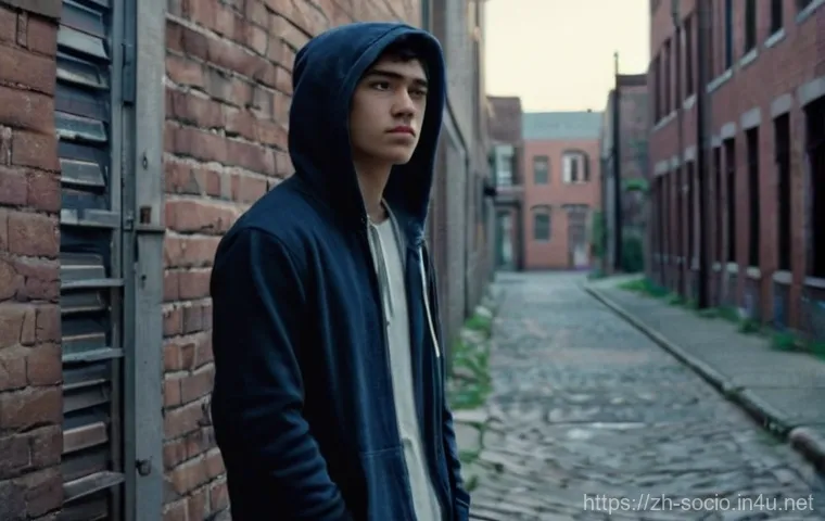 범죄사회학 - **Prompt 1: The Weight of Circumstance**
    "A young man, appearing to be in his late teens or earl...