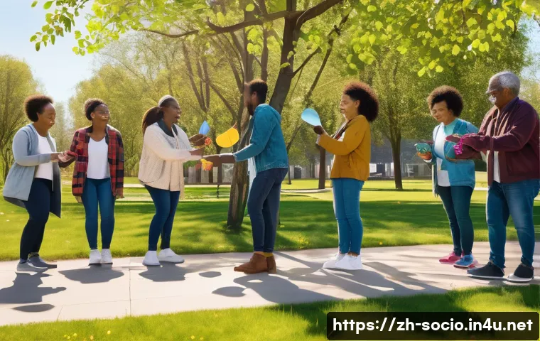 사회적 동기와 인간 행동 - **Image Prompt: "Community Connection and Shared Joy"**
    A vibrant, sunlit park scene filled with...