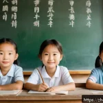공공정책과 사회적 형평성 - A rural classroom scene in contemporary China showing a diverse group of children wearing clean but ...