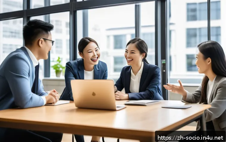 사회적 인식과 편향 - A diverse group of professional colleagues in a modern office environment, engaging in a lively disc...
