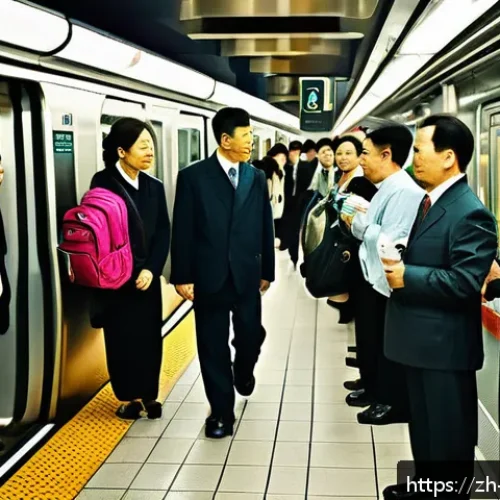 사회구조와 기능주의 - A bustling urban subway scene during rush hour in a modern Chinese city, showing diverse commuters i...